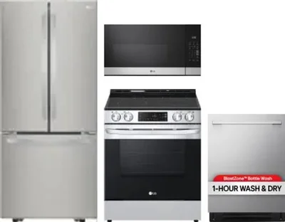 4 Piece Package Includes Refrigerator, Range, Microwave And Dishwasher