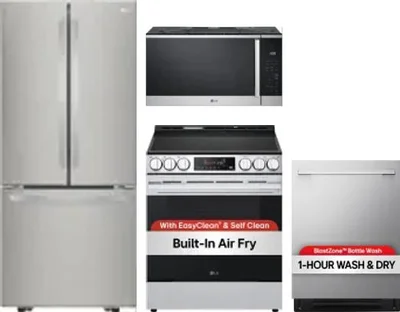 4 Piece Package Includes Refrigerator, Range, Microwave And Dishwasher