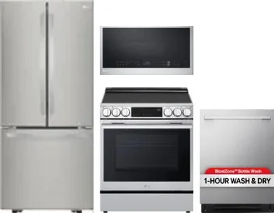 4 Piece Package Includes Refrigerator, Range, Microwave And Dishwasher