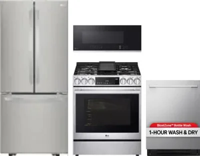 4 Piece Package Includes Refrigerator, Range, Microwave And Dishwasher