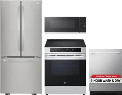 4 Piece Package Includes Refrigerator, Range, Microwave And Dishwasher