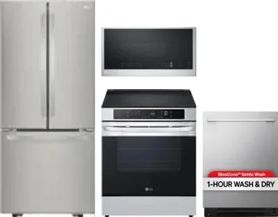 4 Piece Package Includes Refrigerator, Range, Microwave And Dishwasher