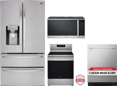 4 Piece Package Includes Refrigerator, Range, Microwave And Dishwasher
