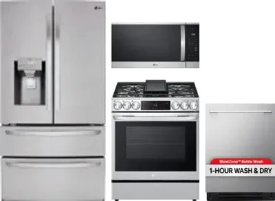 4 Piece Package Includes Refrigerator, Range, Microwave And Dishwasher