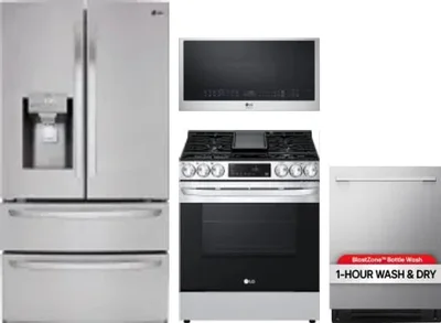 4 Piece Package Includes Refrigerator, Range, Microwave And Dishwasher