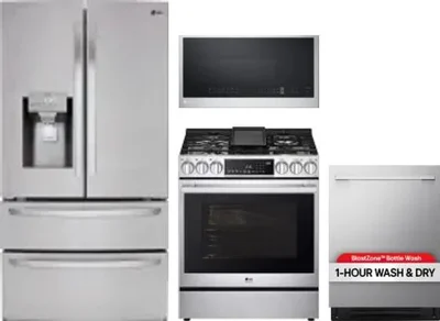 4 Piece Package Includes Refrigerator, Range, Microwave And Dishwasher