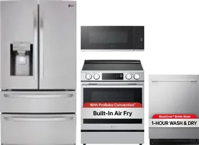 4 Piece Package Includes Refrigerator, Range, Microwave And Dishwasher