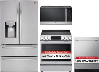 4 Piece Package Includes Refrigerator, Range, Microwave And Dishwasher