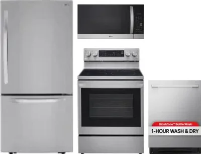 4 Piece Package Includes Refrigerator, Range, Microwave And Dishwasher