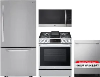 4 Piece Package Includes Refrigerator, Range, Microwave And Dishwasher