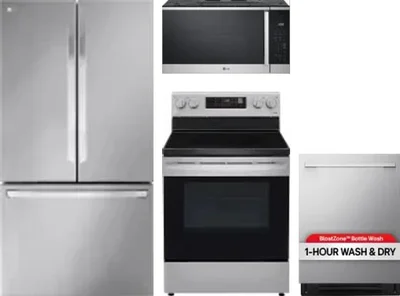 4 Piece Package Includes Refrigerator, Range, Microwave And Dishwasher