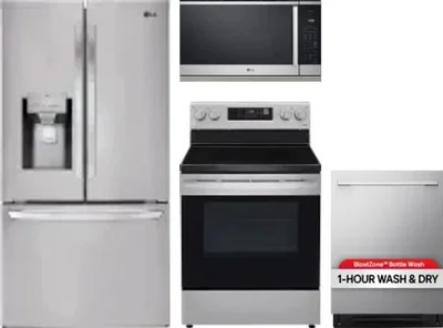 4 Piece Package Includes Refrigerator, Range, Microwave And Dishwasher