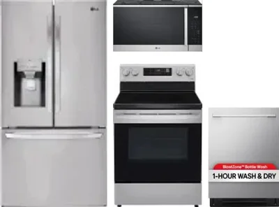 4 Piece Package Includes Refrigerator, Range, Microwave And Dishwasher