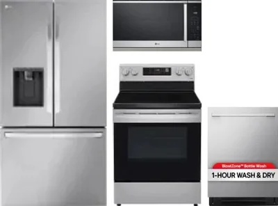 4 Piece Package Includes Refrigerator, Range, Microwave And Dishwasher