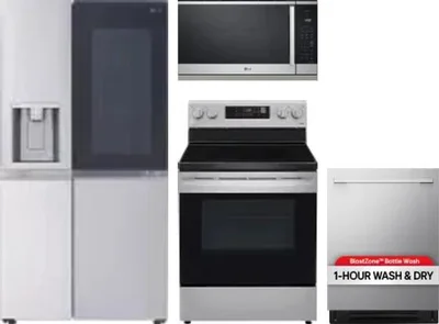 4 Piece Package Includes Refrigerator, Range, Microwave And Dishwasher