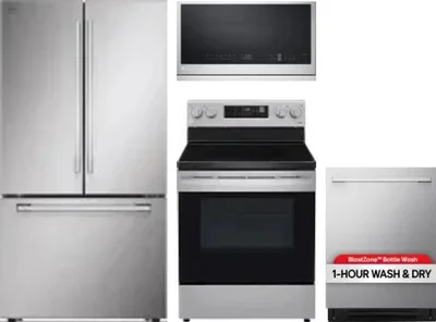 4 Piece Package Includes Refrigerator, Range, Microwave And Dishwasher
