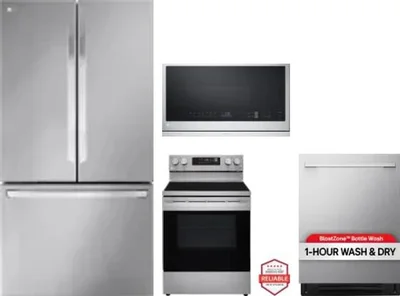 4 Piece Package Includes Refrigerator, Range, Microwave And Dishwasher