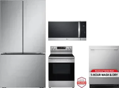 4 Piece Package Includes Refrigerator, Range, Microwave And Dishwasher