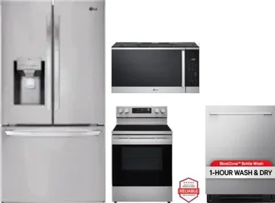 4 Piece Package Includes Refrigerator, Range, Microwave And Dishwasher