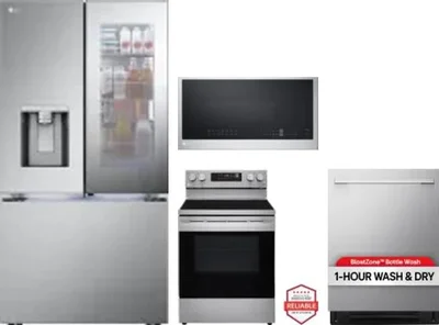 4 Piece Package Includes Refrigerator, Range, Microwave And Dishwasher