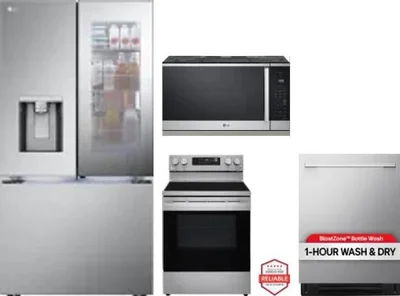 4 Piece Package Includes Refrigerator, Range, Microwave And Dishwasher