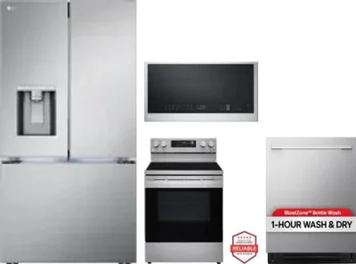 4 Piece Package Includes Refrigerator, Range, Microwave And Dishwasher