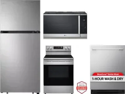 4 Piece Package Includes Refrigerator, Range, Microwave And Dishwasher