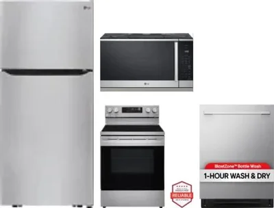 4 Piece Package Includes Refrigerator, Range, Microwave And Dishwasher