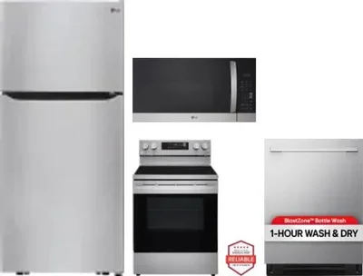 4 Piece Package Includes Refrigerator, Range, Microwave And Dishwasher