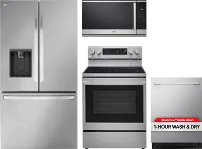4 Piece Package Includes Refrigerator, Range, Microwave And Dishwasher