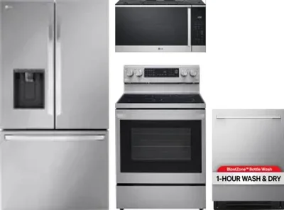 4 Piece Package Includes Refrigerator, Range, Microwave And Dishwasher