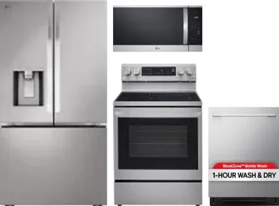 4 Piece Package Includes Refrigerator, Range, Microwave And Dishwasher