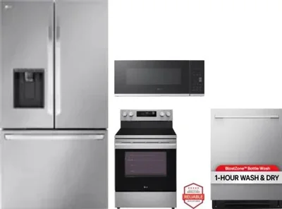 4 Piece Package Includes Refrigerator, Range, Microwave And Dishwasher