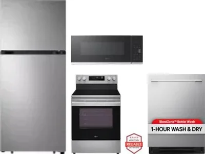 4 Piece Package Includes Refrigerator, Range, Microwave And Dishwasher