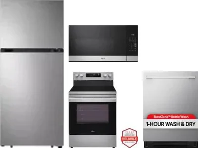 4 Piece Package Includes Refrigerator, Range, Microwave And Dishwasher