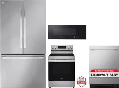 4 Piece Package Includes Refrigerator, Range, Microwave And Dishwasher