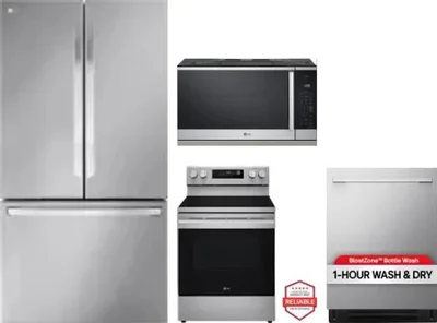 4 Piece Package Includes Refrigerator, Range, Microwave And Dishwasher