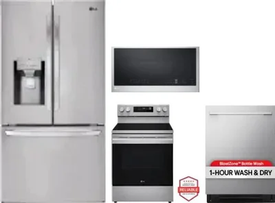 4 Piece Package Includes Refrigerator, Range, Microwave And Dishwasher