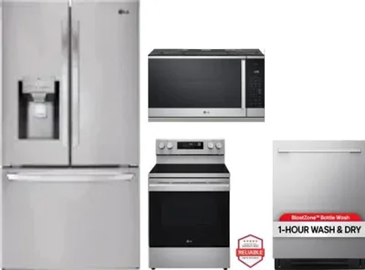 4 Piece Package Includes Refrigerator, Range, Microwave And Dishwasher