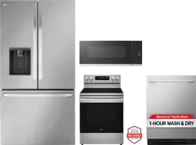 4 Piece Package Includes Refrigerator, Range, Microwave And Dishwasher