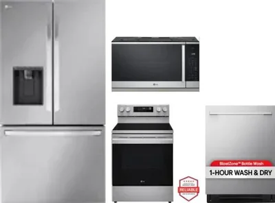 4 Piece Package Includes Refrigerator, Range, Microwave And Dishwasher