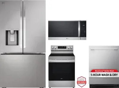 4 Piece Package Includes Refrigerator, Range, Microwave And Dishwasher