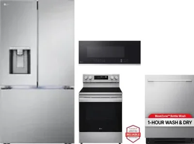 4 Piece Package Includes Refrigerator, Range, Microwave And Dishwasher