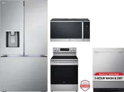 4 Piece Package Includes Refrigerator, Range, Microwave And Dishwasher
