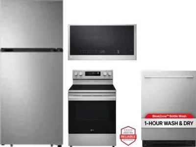 4 Piece Package Includes Refrigerator, Range, Microwave And Dishwasher