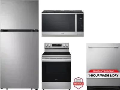 4 Piece Package Includes Refrigerator, Range, Microwave And Dishwasher