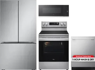 4 Piece Package Includes Refrigerator, Range, Microwave And Dishwasher
