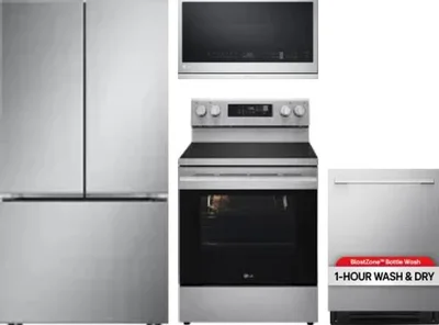 4 Piece Package Includes Refrigerator, Range, Microwave And Dishwasher