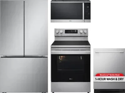 4 Piece Package Includes Refrigerator, Range, Microwave And Dishwasher
