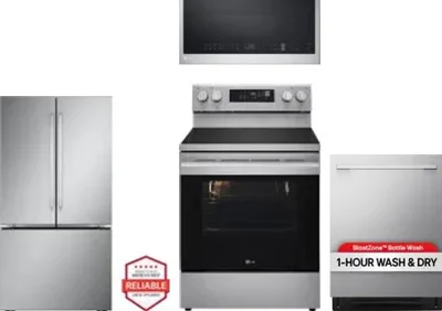 4 Piece Package Includes Refrigerator, Range, Microwave And Dishwasher